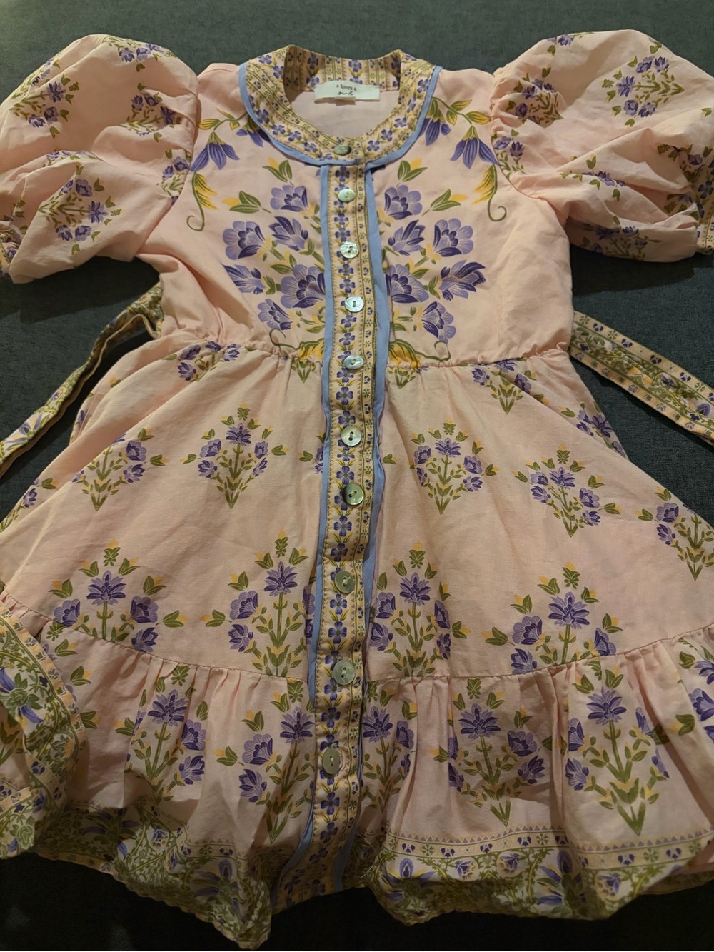 A Loves A Girls' Pink & Purple Floral Belted Formal Dress - Picture 3 of 5
